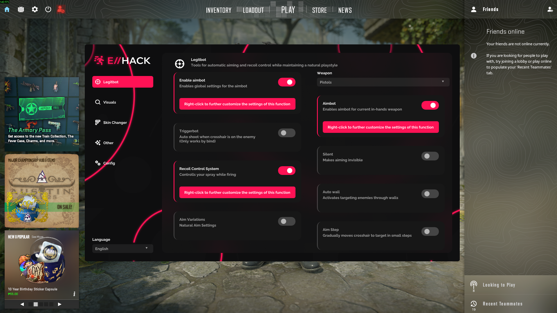 ExHack - Free cheat for CS2 (Visuals, Aimbot, Inventory, Skin Changer) screenshot 2